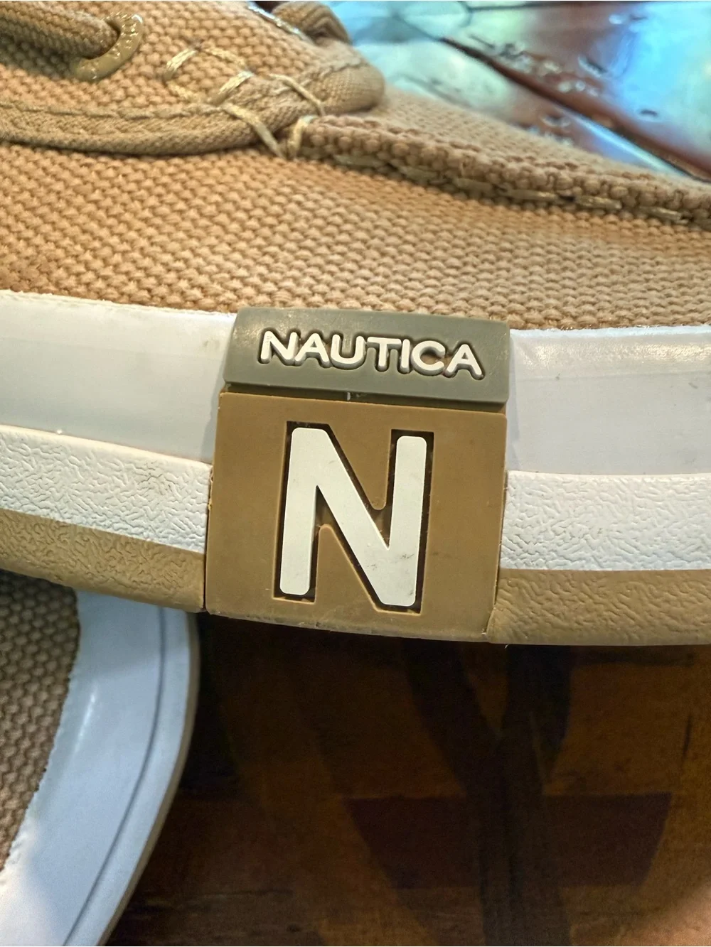 Nautica Men’s Tan Canvas Boat Shoes Sz 8.5